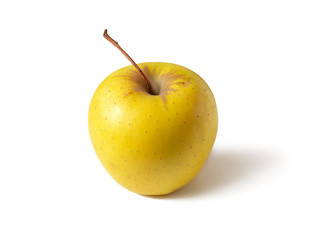 Yellow apple with cutting, grade 'gold', isolated on white background