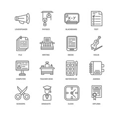 Simple Set of 16 Vector Line Icon. Contains such Icons as Diplom