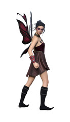 Obraz premium 3d illustration of a winged fairy in a defensive pose isolated on a white background.
