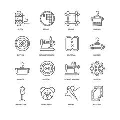 Simple Set of 16 Vector Line Icon. Contains such Icons as Materi