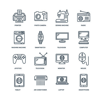 Set Of 16 Universal Editable Icons. Includes Elements Such As Sm