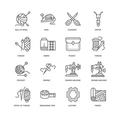 Simple Set of 16 Vector Line Icon. Contains such Icons as Fabric