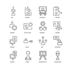 Fototapeta premium 16 linear icons related to Microphone, Application, Job, undefin