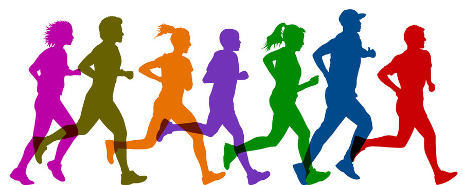 Group sportsman run - vector