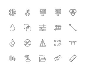 Simple Set of 20 Vector Line Icon. Contains such Icons as Ruler,