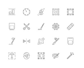 Naklejka premium 20 linear icons related to Magic wand, Eraser, Rounded rectangle