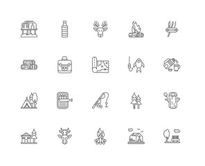 Simple Set of 20 Vector Line Icon. Contains such Icons as Park,