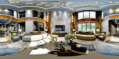 3d render of 360 degreees view living room © murattellioglu