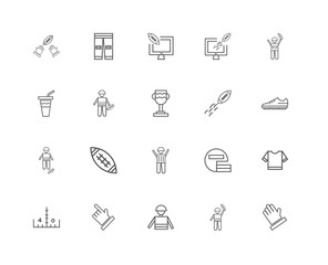 20 linear icons related to Glove for american football player, S