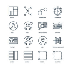 Set Of 16 Universal Editable Icons. Includes Elements Such As Se