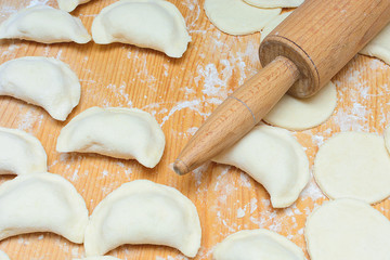 Dumplings with potatoes are welded next to a rocker