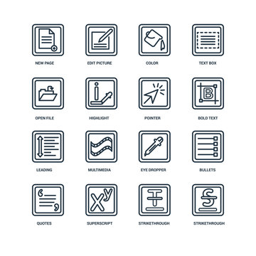 Set Of 16 Universal Editable Icons. Includes Elements Such As St