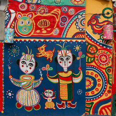Street art painted on walls to promote peace and happiness, Rainbow Village, Taichung, Taiwan	