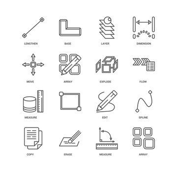 Simple Set of 16 Vector Line Icon. Contains such Icons as Array,