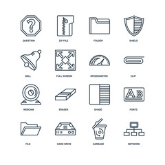 Set Of 16 Universal Editable Icons. Includes Elements Such As Ne