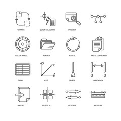 Simple Set of 16 Vector Line Icon. Contains such Icons as Measur