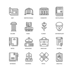 Simple Set of 16 Vector Line Icon. Contains such Icons as Analyt