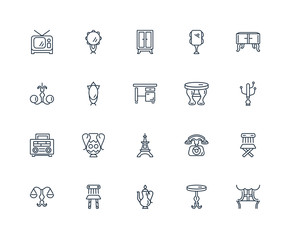 Set Of 20 outline icons such as Window, Table, Coffee pot, Chair