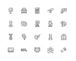 Simple Set of 20 Vector Line Icon. Contains such Icons as Schola