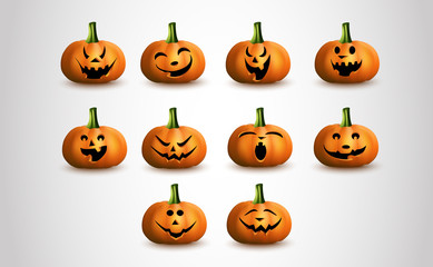 Cartoon halloween pumpkin collection set
