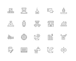 Fototapeta premium 20 linear icons related to Distribute, Delivery day, Shipping, W