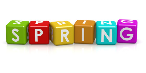 Colorful cube with spring word