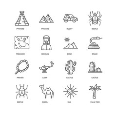 Simple Set of 16 Vector Line Icon. Contains such Icons as Palm t