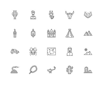 Simple Set of 20 Vector Line Icon. Contains such Icons as Cactus