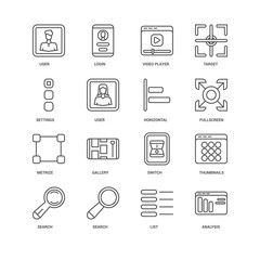 Simple Set of 16 Vector Line Icon. Contains such Icons as Analys