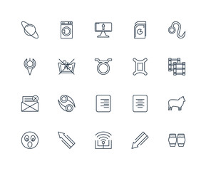 Set Of 20 outline icons such as Conga, Diagonal arrow, Wifi, Sur
