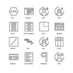 Set Of 16 Universal Editable Icons. Includes Elements Such As Us