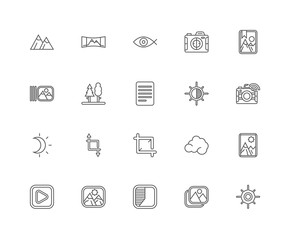 Simple Set of 20 Vector Line Icon. Contains such Icons as Sunny,