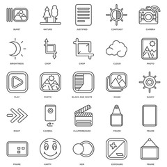 Simple Set of 25 Vector Line Icon. Contains such Icons as Frame,
