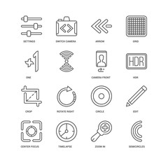 Simple Set of 16 Vector Line Icon. Contains such Icons as Semici