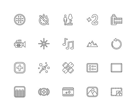 Simple Set of 20 Vector Line Icon. Contains such Icons as Photo