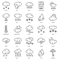 Simple Set of 25 Vector Line Icon. Contains such Icons as Umbrel