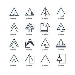 Set Of 16 outline icons such as Up arrow, arrow linear icon