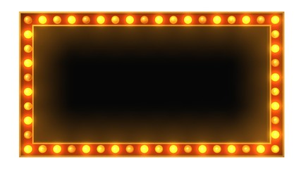 Red marquee gold light board sign retro on white background. 3d rendering