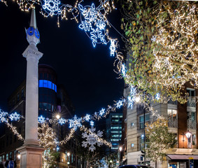 Seven dials at Christmas time, London