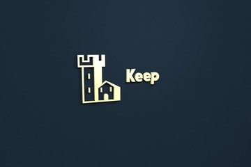 Obraz premium Text Keep with yellow 3D illustration and dark blue background