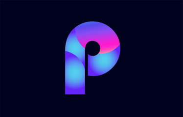 p pink blue gradient alphabet letter logo icon design