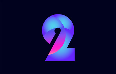 2 pink blue gradient number logo icon design
