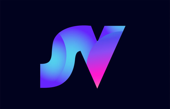 sv s v spink blue gradient alphabet letter combination logo icon design