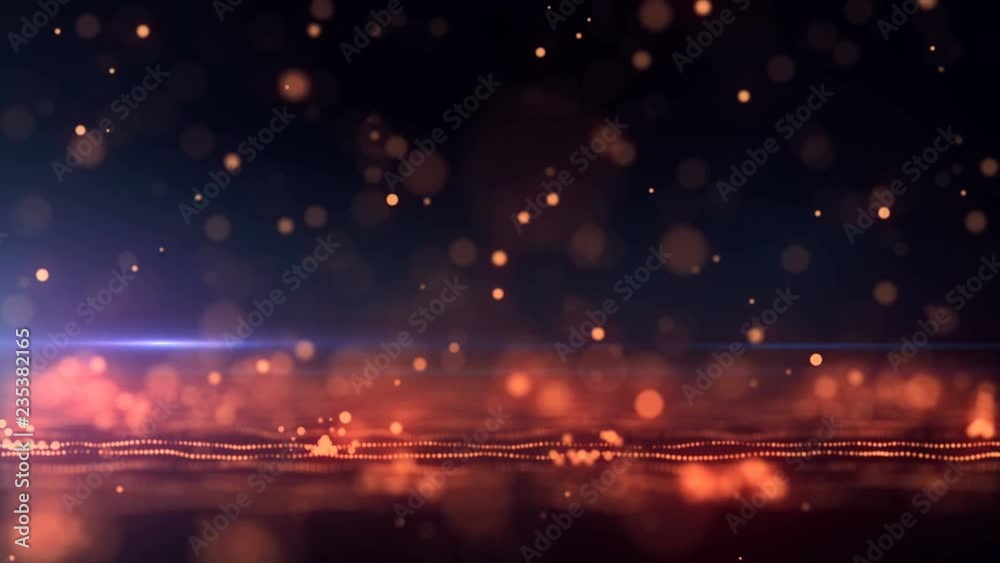 Poster abstract background with animation falling glittering particles as festive rain. 4k, ultra hd resolu