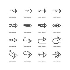Simple Set of 16 Vector Line Icon. Contains such Icons as Right