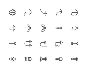 Simple Set of 20 Vector Line Icon. Contains such Icons as Right