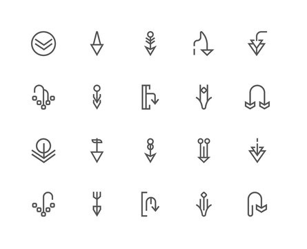Simple Set of 20 Vector Line Icon. Contains such Icons as Down a