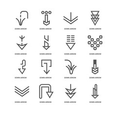 Simple Set of 16 Vector Line Icon. Contains such Icons as Down a