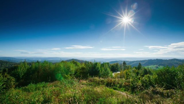 Beautiful view on Bieszczady mountains and forest in 4k timelapse. 3840x2160, 30fps.
