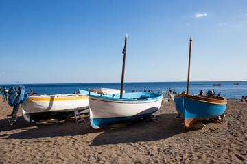 boats on the shore of Positano